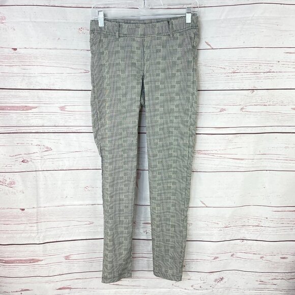 Be‎ Cool Women's Black White Checkered Print Skinny Pull On Pants Size Small - Picture 1 of 9